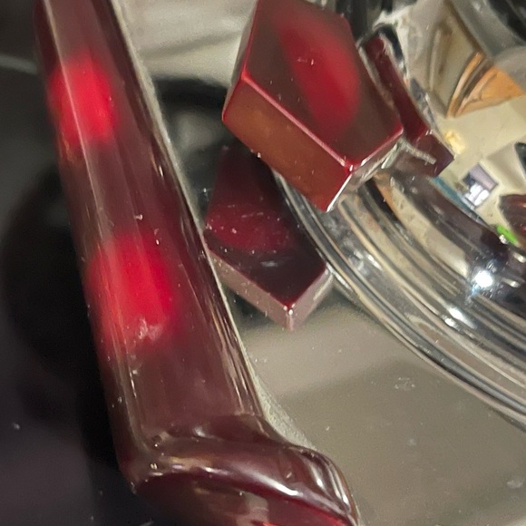 Glo Hill Canada Metal SS Serving Tray With Cherry Red Bakelite Handles - Picture 6 of 16